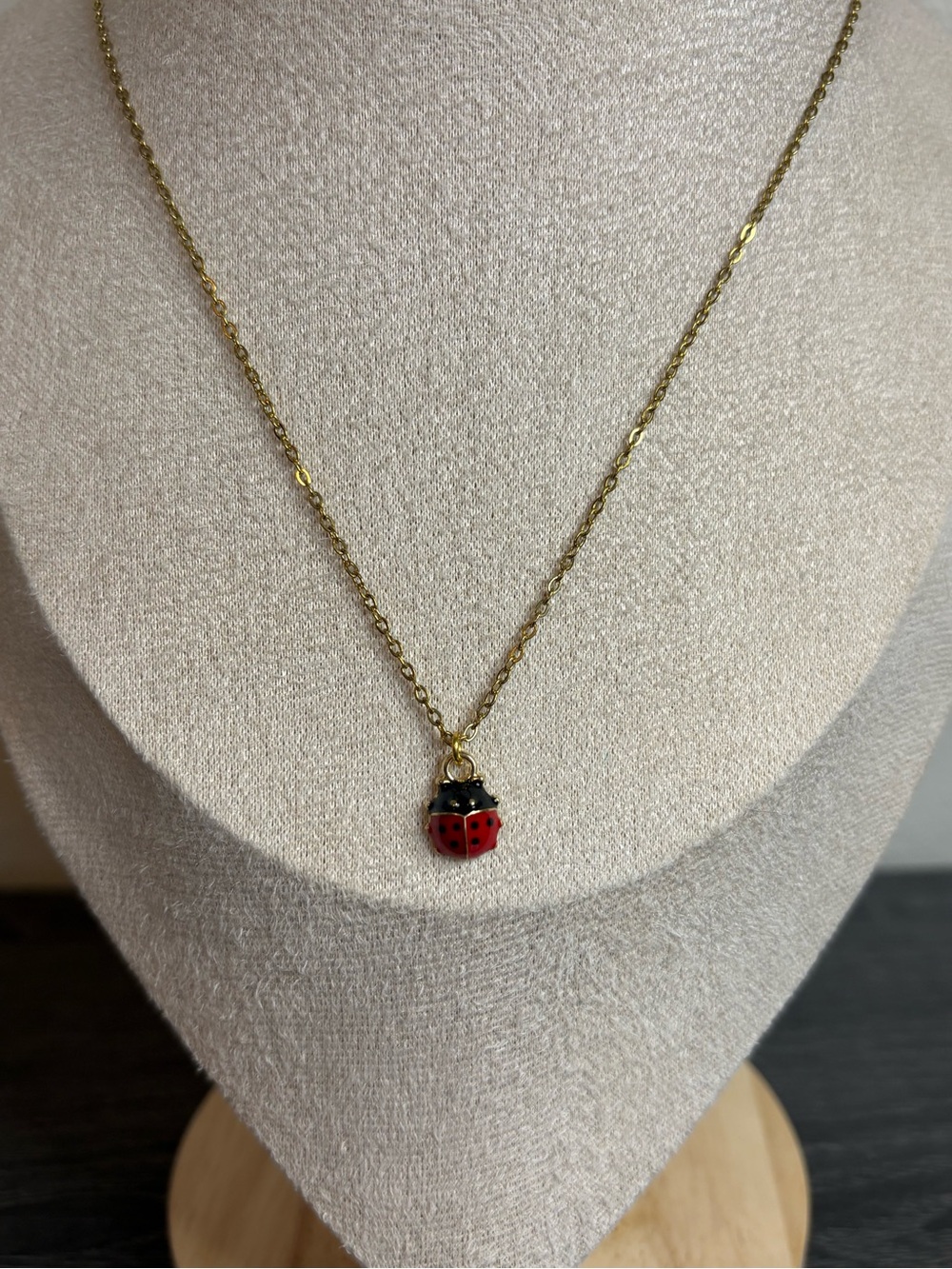 Handmade Gold Ladybug Necklace